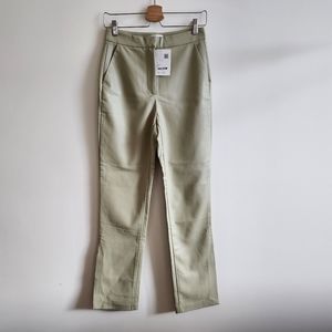 OAK + FORT I NWT US 4 Beige Faux Leather Pants I Full Length